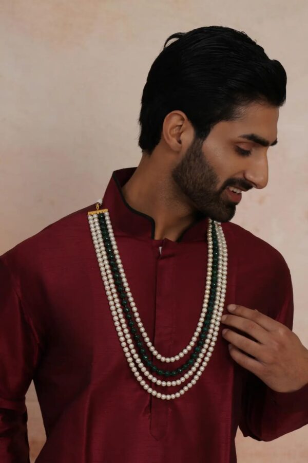 Green and Pearl Layered Necklace - Image 2