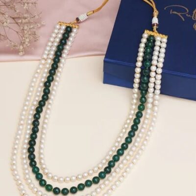 Green and Pearl Layered Necklace