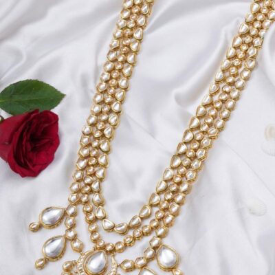 Gold Finish Kundan Polki Layered Mala