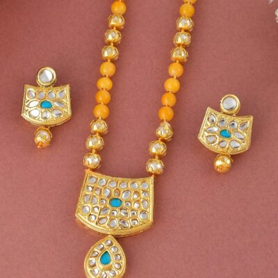 Gold plated kundan jewellery set