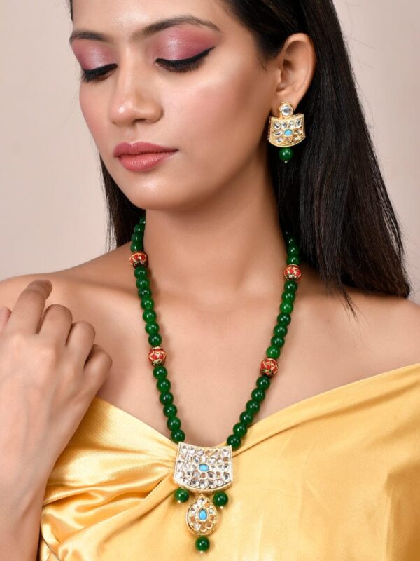 Gold plated kundan jewellery set - Image 2