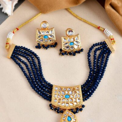 Gold plated kundan jewellery set