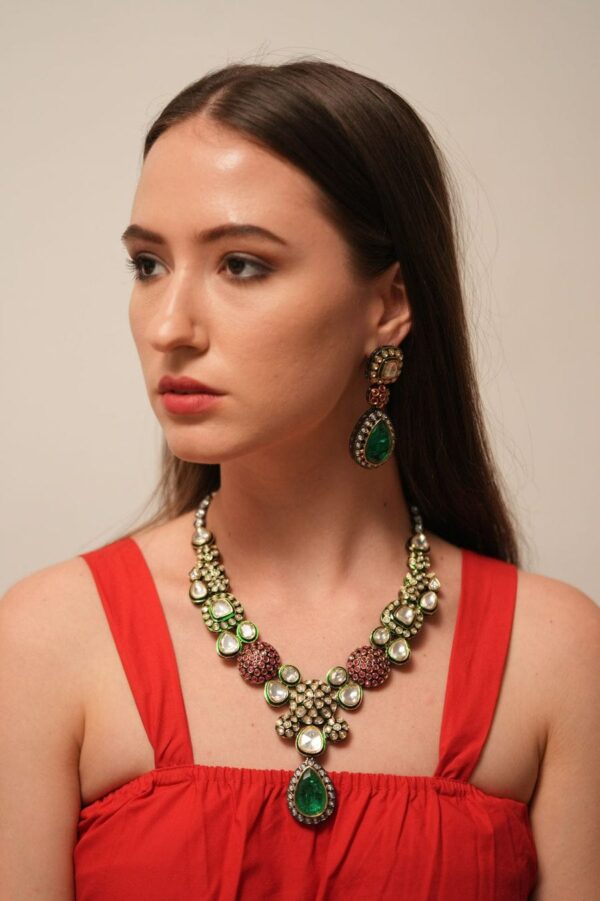 Navratan Polki Necklace - Image 2