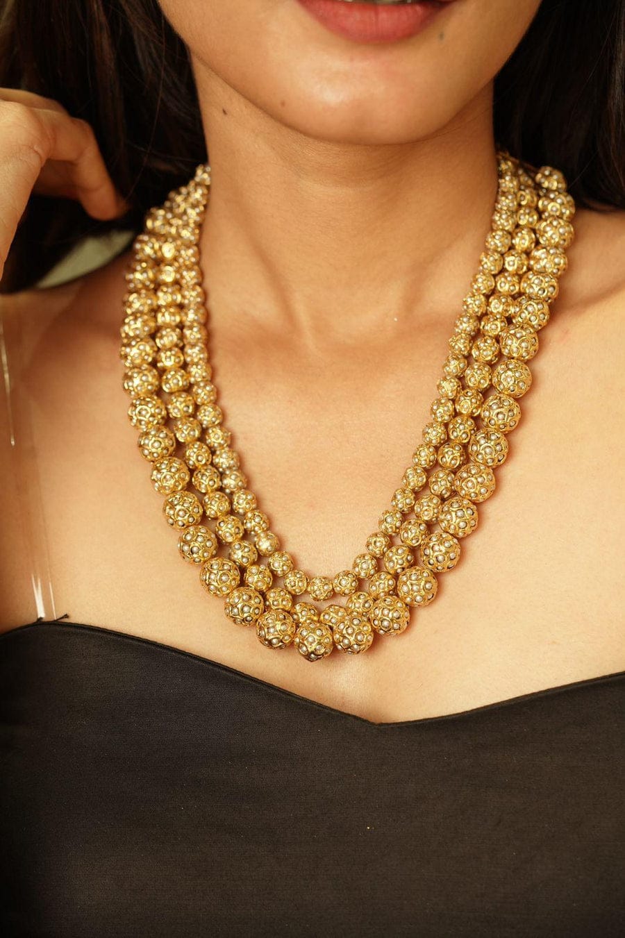 Moti Rajputana 3 layer Necklace - Image 3