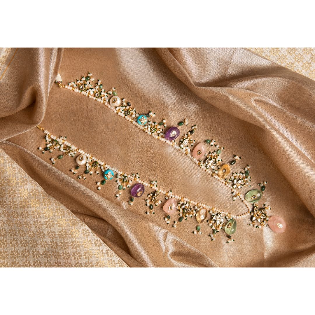 Gold-Plated Sparkling Jaipuri Beads Necklace