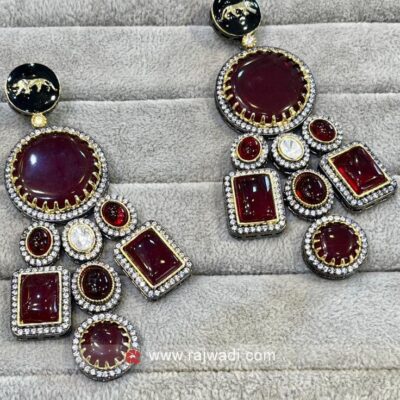 Maroon Long Victorian Earrings