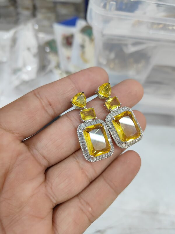 Elegant Two Step Stone Earrings - Image 2