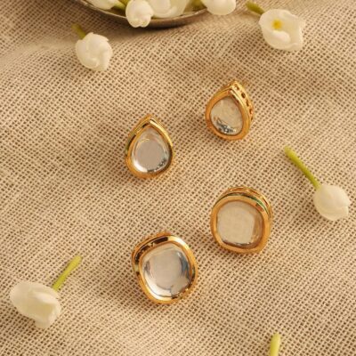 Pack Of 4 White Color Kundan Earrings