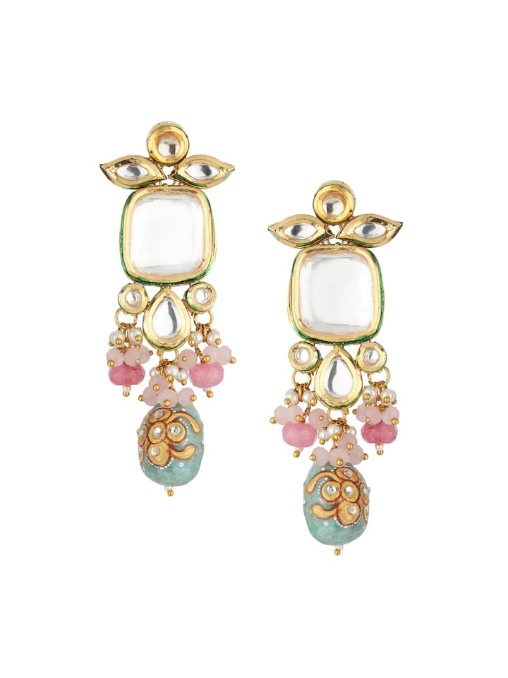 Gold-Plated Kundan-Studded Necklace & Earrings - Image 5