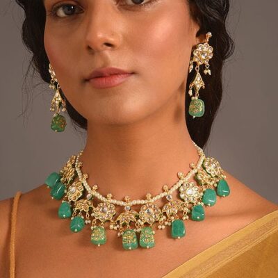 Gold Plated Kundan Necklace Set