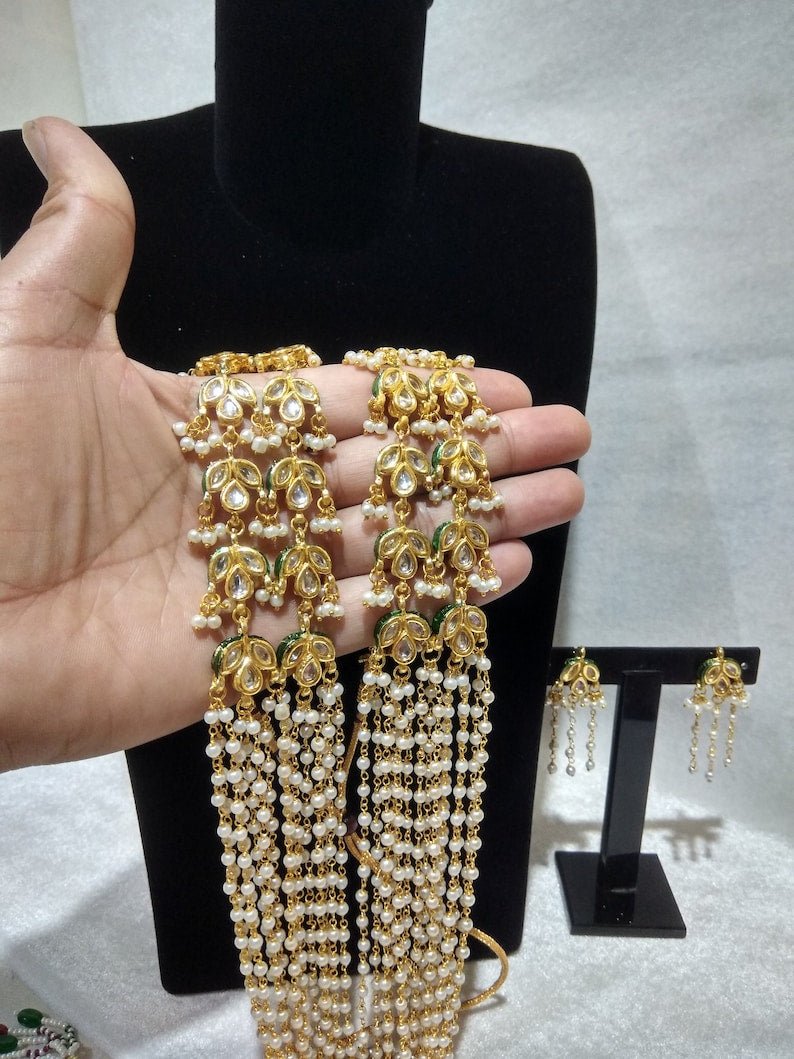 Multi Layer Long Pearl Beads Necklace Set - Image 6