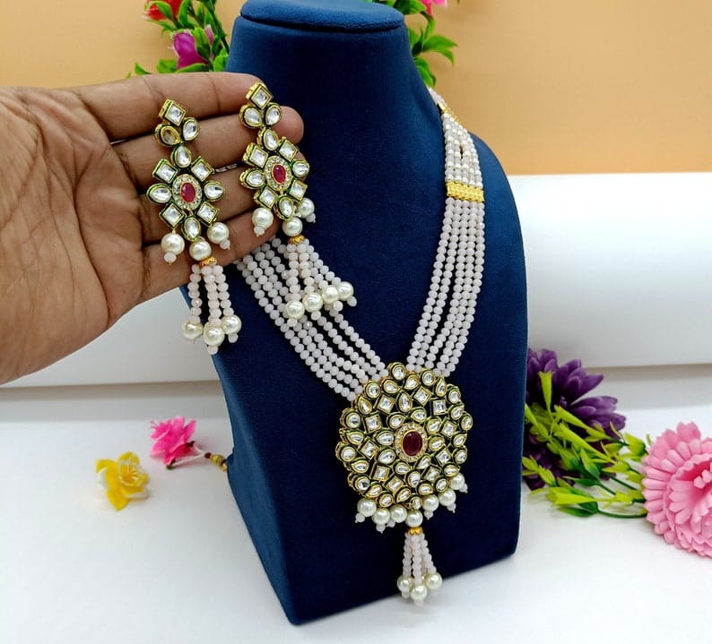 Bollywood Inspire Kundan Polki Necklace Set - Image 7