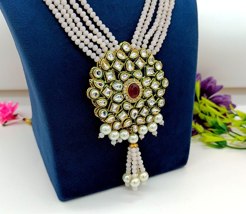 Bollywood Inspire Kundan Polki Necklace Set - Image 9