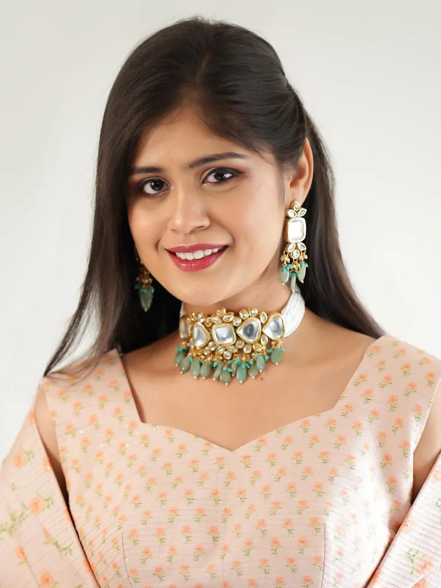 Kundan Moti Choker And Earring Set - Image 2