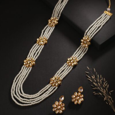Long Kundan Peral Necklce