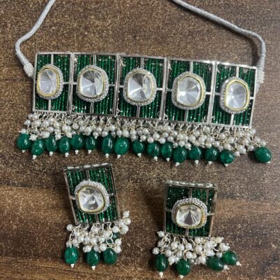 Polki Kundan choker Nacklace With Earrings