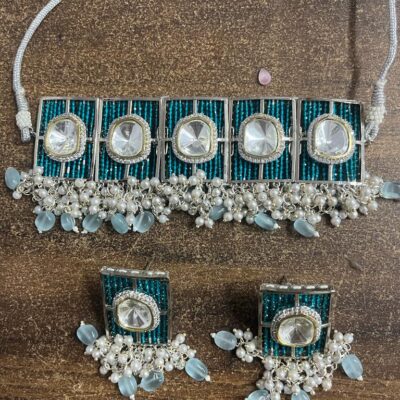 Polki Kundan choker Nacklace With Earrings