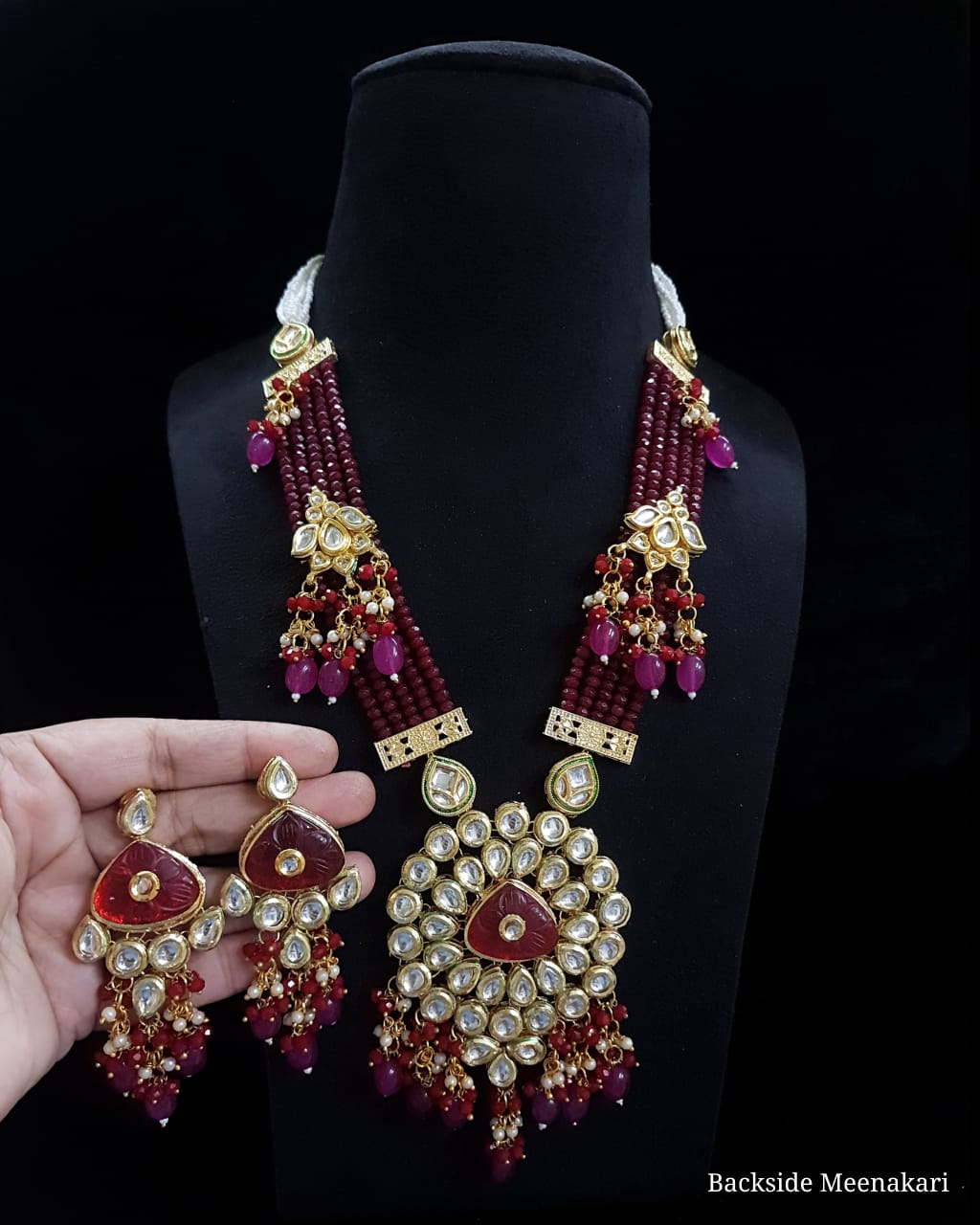 Kundan Long Jewellery With Earrings - Image 2