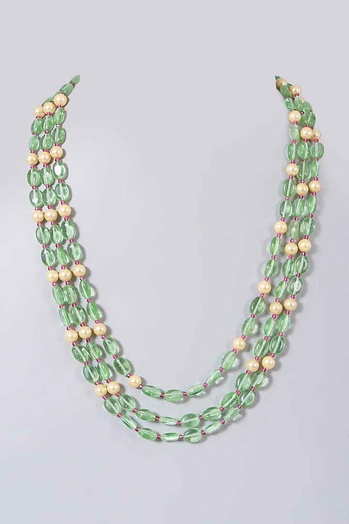 Pearl & Emerald Mala Necklace - Image 2