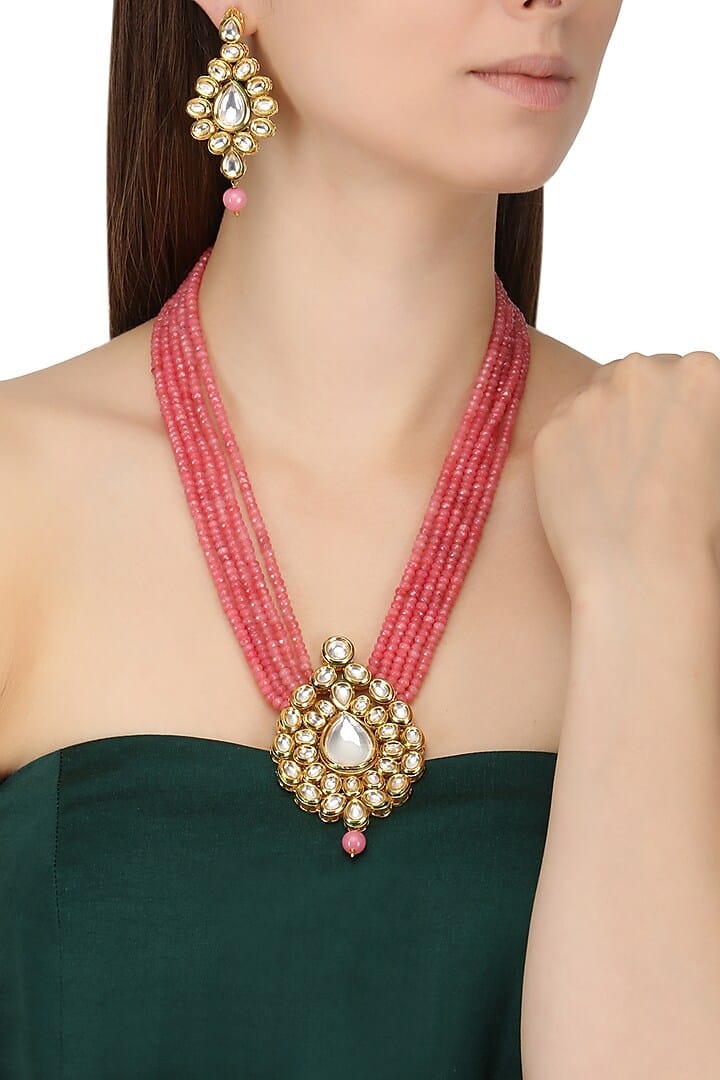 Kundan Polki Pendant Necklace Set