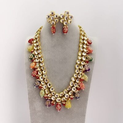 Navratan Meenakari Kundan Hand Painted Onyx Necklace