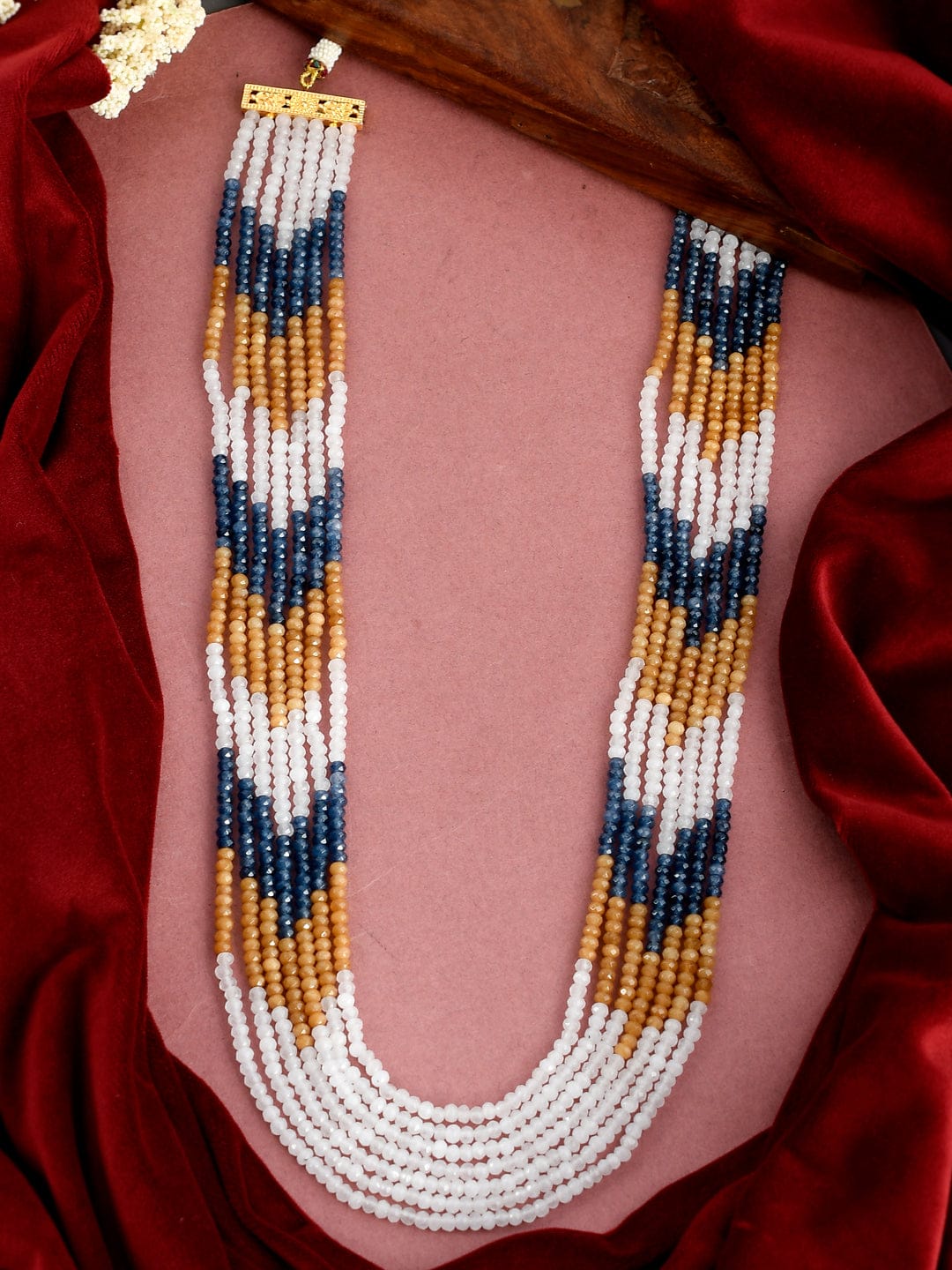 Gold Plated Onyx Beaded Layered Necklace - Image 3