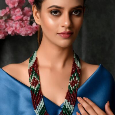 Gold Plated Onyx Beaded Layered Necklace