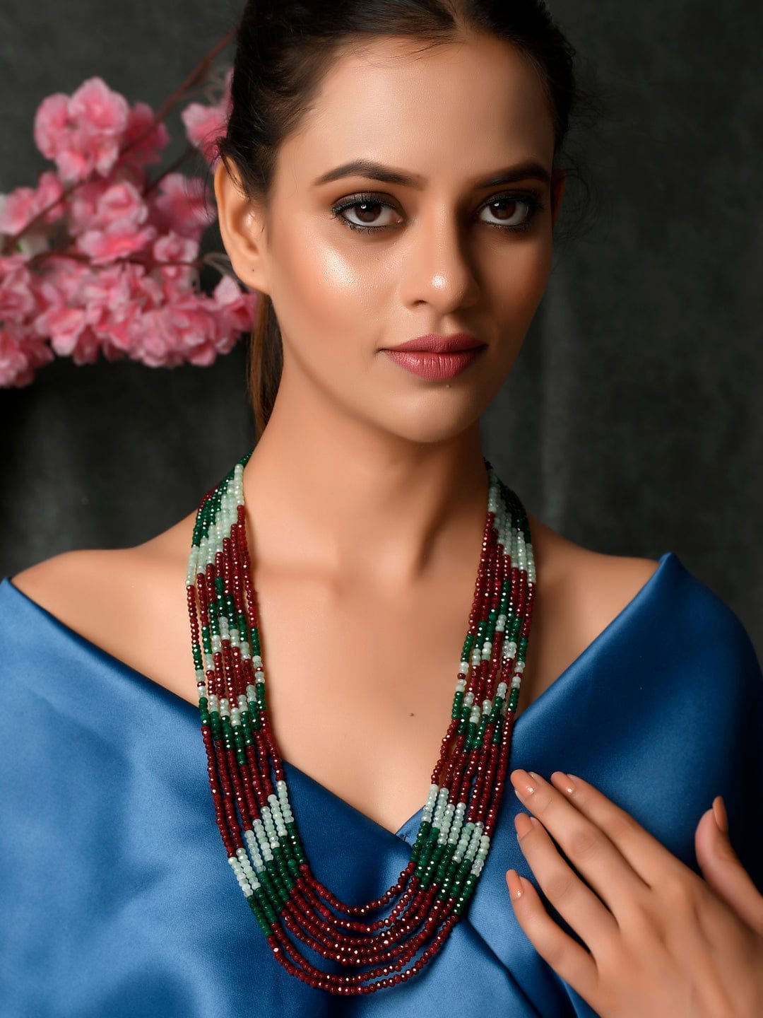 Gold Plated Onyx Beaded Layered Necklace