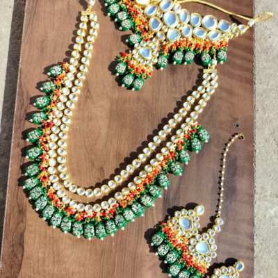 Premium Quality Kundan Bridal Necklace With Earring & Maangtika