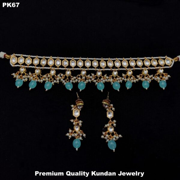 Gold Plated AD & Pearl Necklace With Earrings - Image 5
