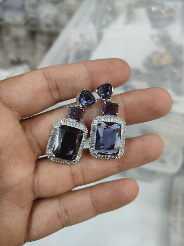 Elegant Two Step Stone Earrings - Image 3