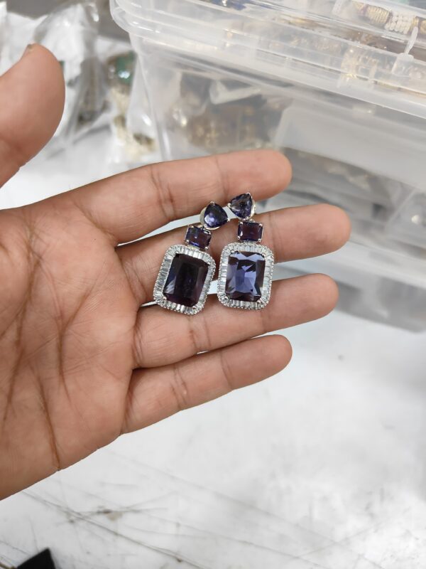 Elegant Two Step Stone Earrings - Image 4