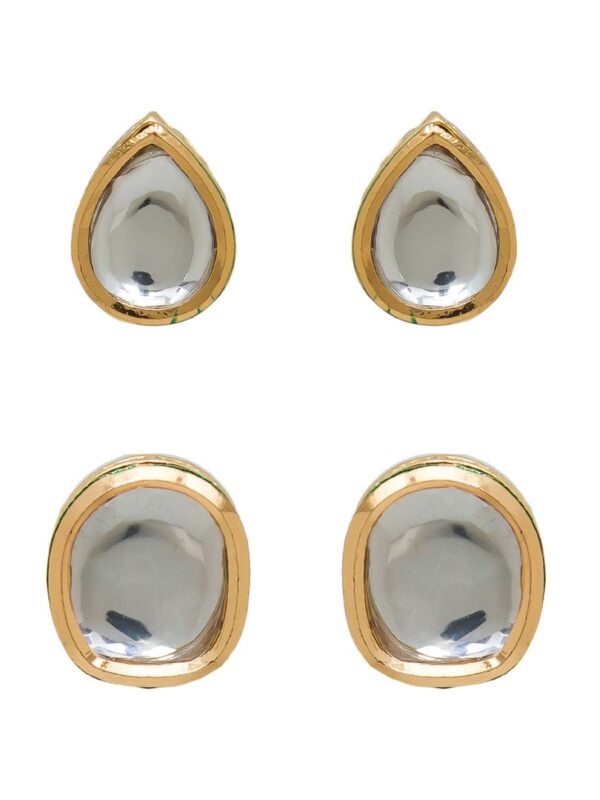 Pack Of 4 White Color Kundan Earrings - Image 7