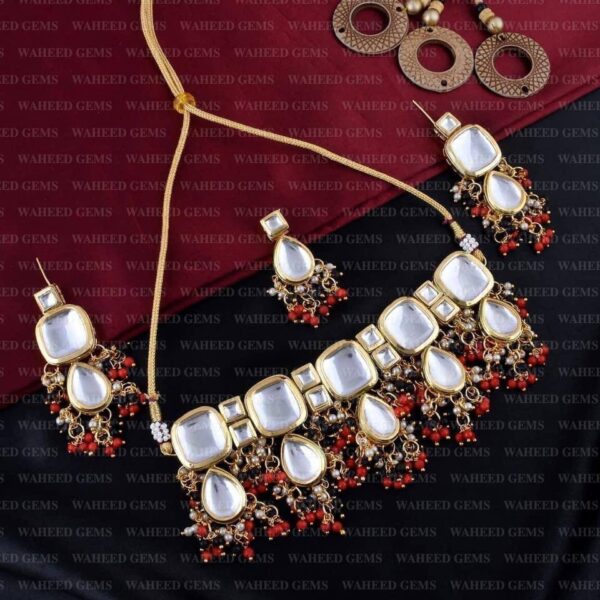 48Indian Gold-Plated Kundan Choker Necklace Set With Meenakari Earring And  Mangtikka With Back Side Meenakari - Image 3