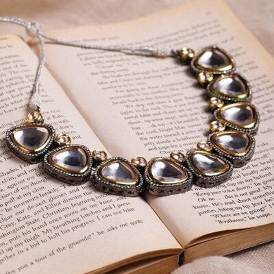 43Victorian Uncut Polki Faux Diamond Necklace set/Designer Victorian Necklace Set/Polki Diamond set/Jadau set/Sabyasachi Inspired Jewelry set