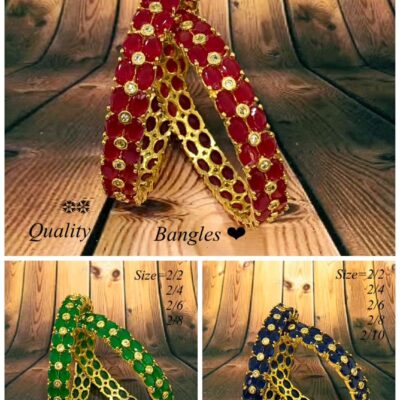 54Indian Jewelry/ Set 2 High Quality Designer CZ Diamond Bangles/ Diamond Baguette Bangle/ Statement Jewelry/ AD Bangle/ Bridal Bangles/CZ Set