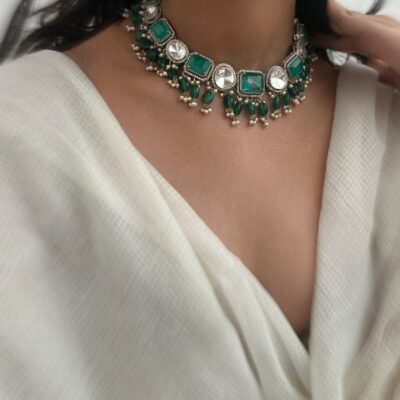 Emerald Polki Necklace Set