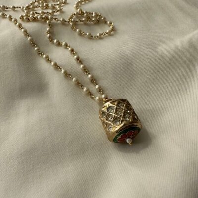 Gold Finish Kundan Polki Long Necklace