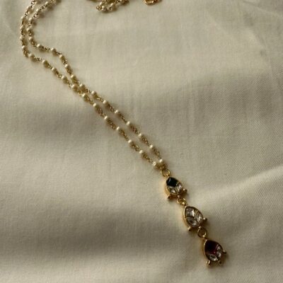 Gold Finish Kundan Polki Long Necklace