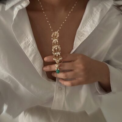 Gold Finish Kundan Polki Long Necklace