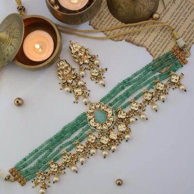 Gold Finish Kundan Necklace
