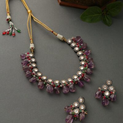 Victorian Polki and Purple Amethyst Necklace