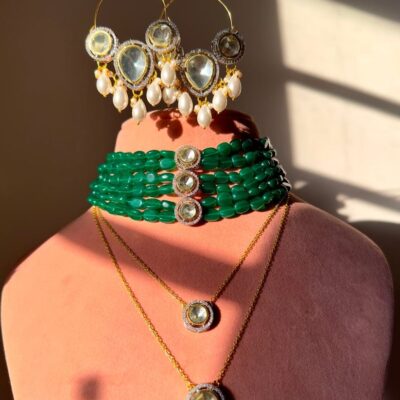Multi Necklace With Polki Chaandbali