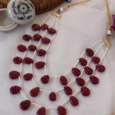 Red Petal Layered Necklace