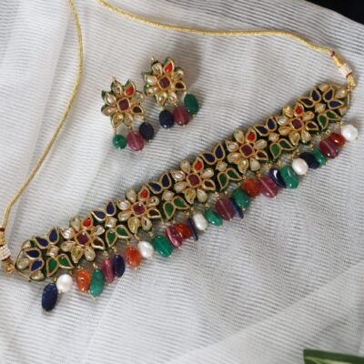 Multicolored Kundan Necklace Set