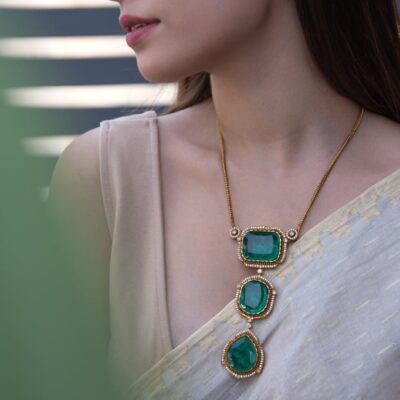 Green Stone statement Necklace Set