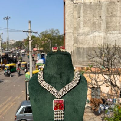 Polki Necklace With Earring