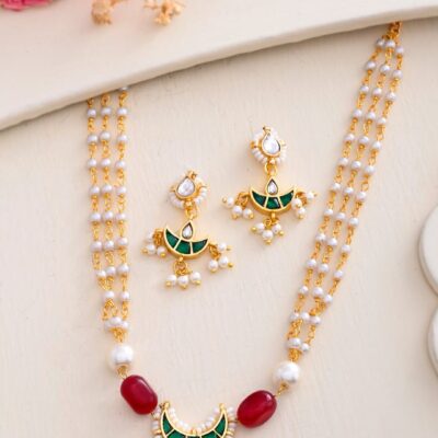 Stone Studded Necklace & Earrings