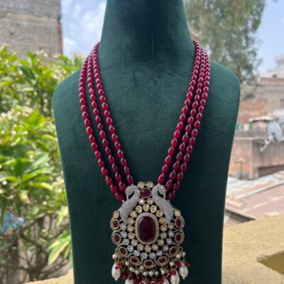 Red Polki Pearl Necklace