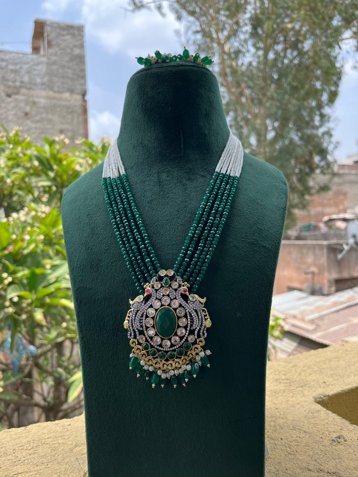 Green Polki Pearl Necklace